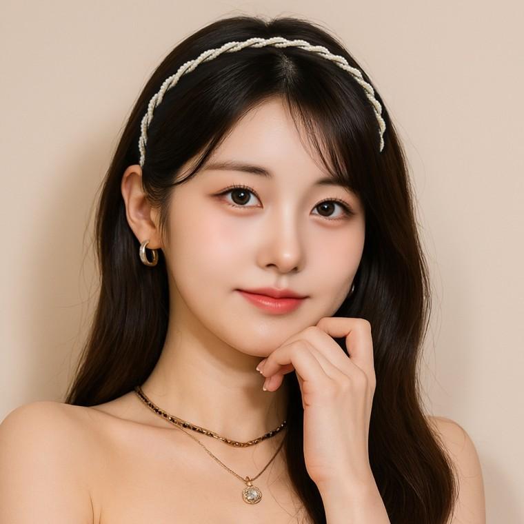 스파이럴 진주 펄 헤어밴드 머리띠