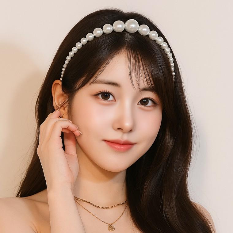 빅 포인트 진주 펄 헤어밴드 머리띠