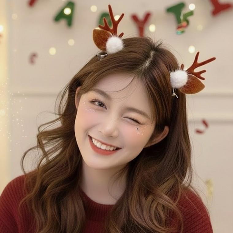 눈꽃 사슴뿔 포인트 집게핀 한쌍