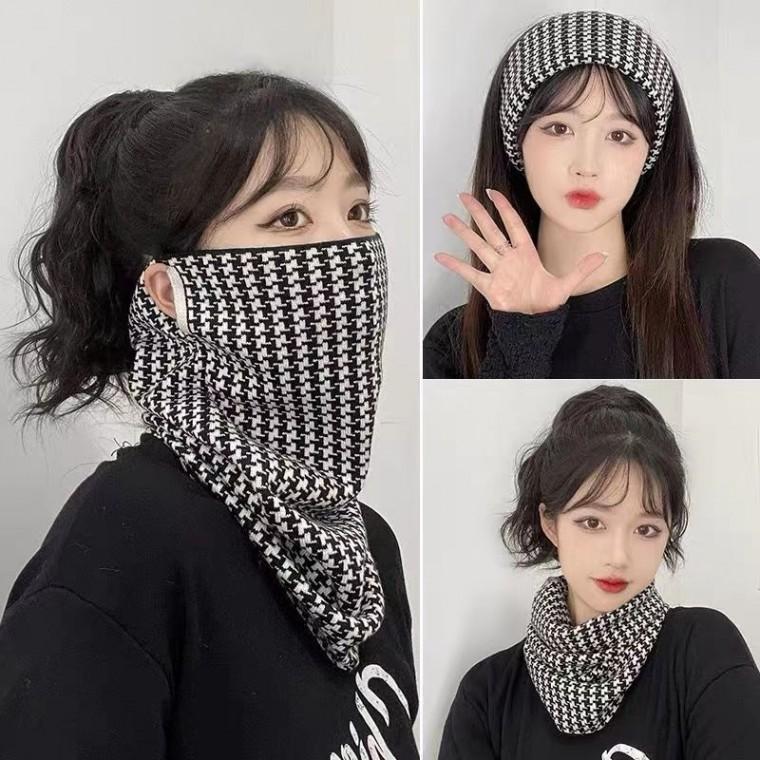 [인기템]니트넥워머 하운드 체크 목토시 멀티스카프 방한용품 스키 골프 자전거 마스크 목폴라 목도리 야외