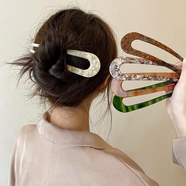[쓰러담아] 마블 U자 비녀 쪽머리 똥머리 뒤꽂이 집게핀 올림머리핀 머리핀 헤어핀 헤어클립 패션비녀