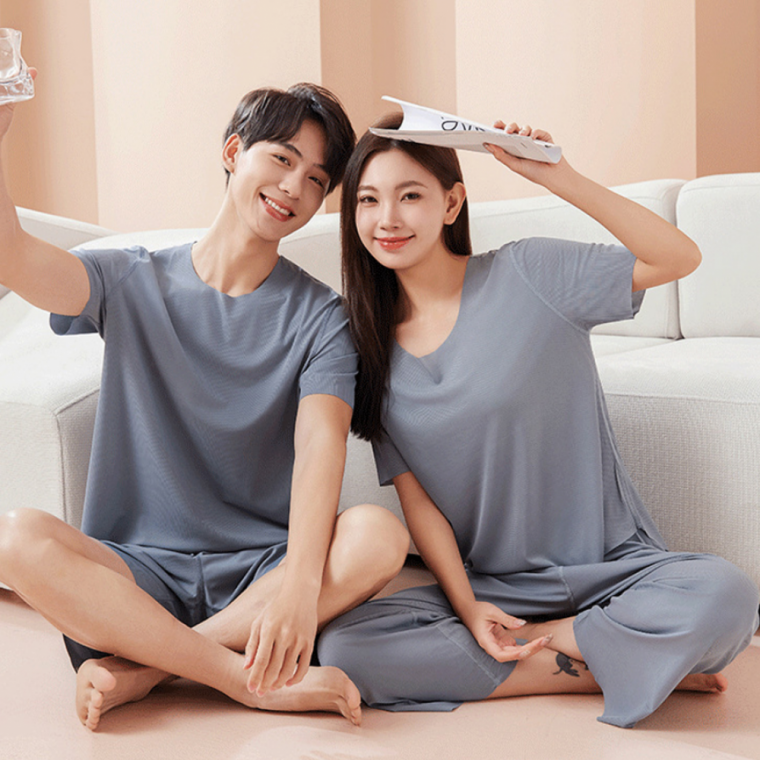 여름 커플 파자마세트 남녀 홈웨어 반팔 상하세트 데일리 잠옷