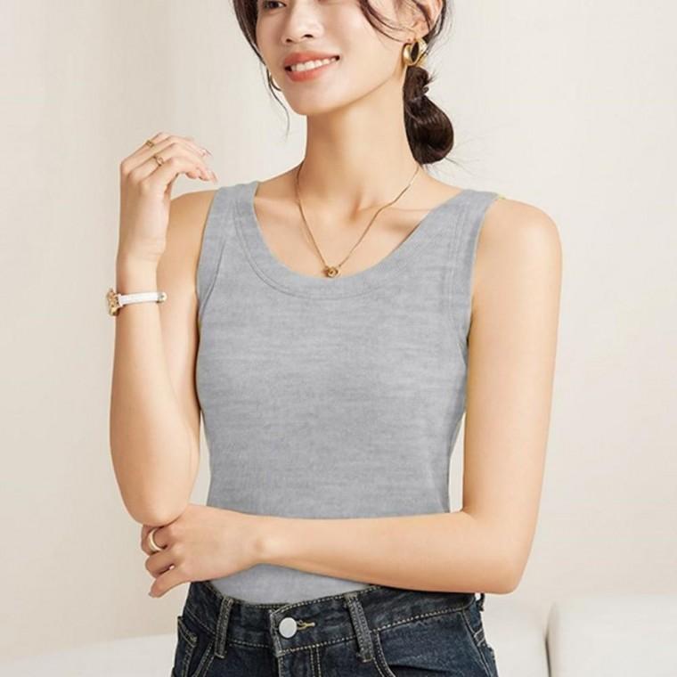 골지 캐미솔 나시티 여성 슬리브리스 민소매 기본 이너 레이어드