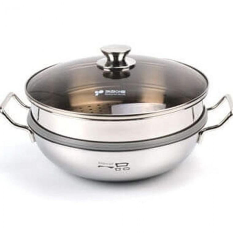 스텐 찜기 2단36cm 찜냄비 인덕션 찜통 찜솥 스텐냄비 찜솥냄비 스텐찜냄비 2단찜기 들통