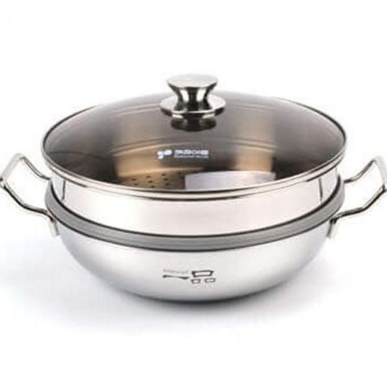 스텐 찜기 찜냄비 인덕션 찜통 찜솥 스텐냄비 2단28cm 찜통냄비 스텐곰솥 찜솥냄비 들통