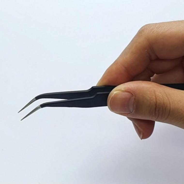 커브형 문구 정밀 핀셋 집게 뾰족한 쪽집게 프라모델 스티커 부착 스티커 미세 작업