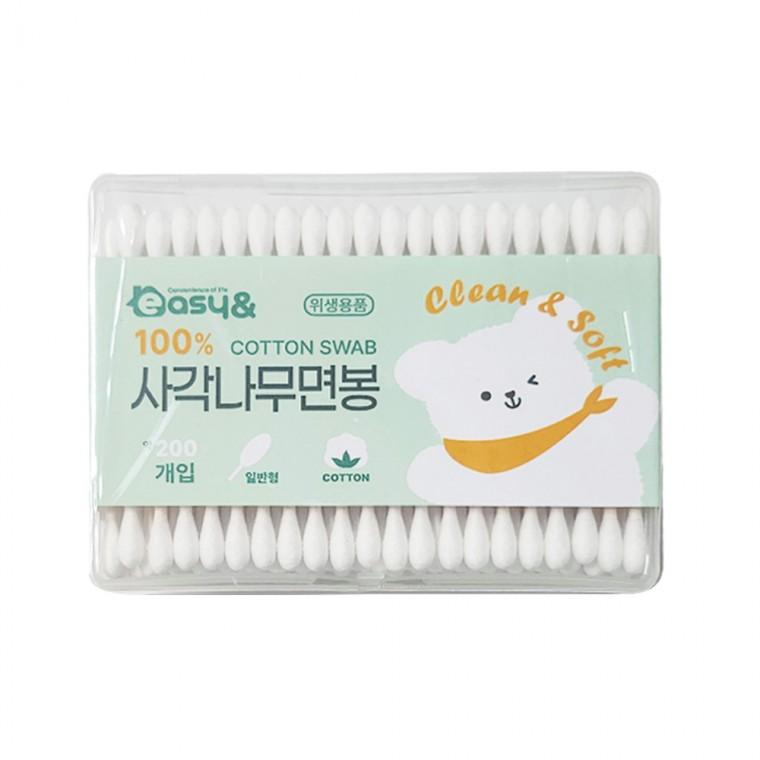 [도매포유]이지앤 사각나무면봉 200P