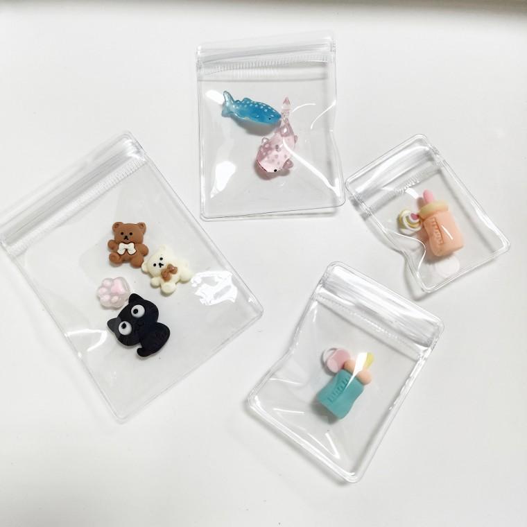 고급 PVC 투명 지퍼백 미니 키링 봉투 액세서리 부자재 액세사리 재료 만들기 DIY 포장 파우치