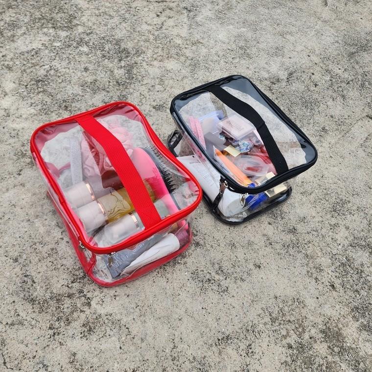 여행용 PVC 사각 투명 대형 파우치