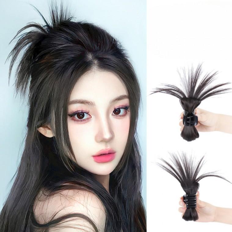 자연스러운 여성 부분가발 로우번 헤어핀 볼륨 똥머리