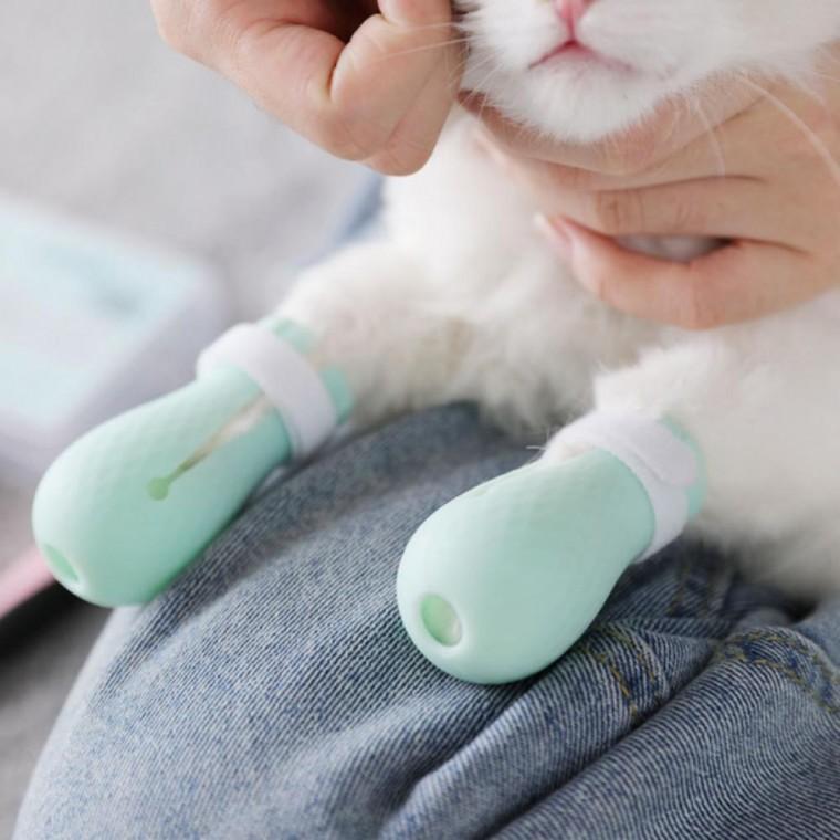 고양이 신발 강아지 발톱 커버 보호 실리콘
