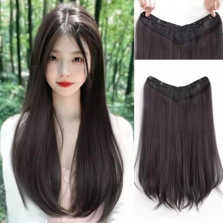 여성 긴 생머리 붙임 가발