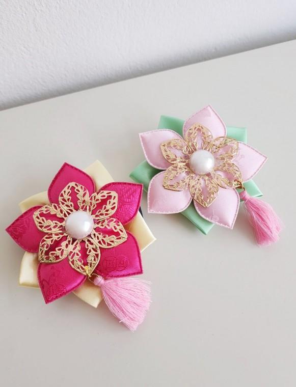 진주 금장 테슬 배씨 집게핀