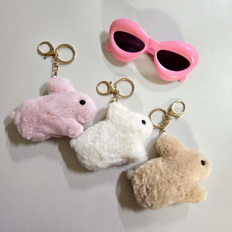 옆모습 토끼 인형키링 / 복실 백참 토끼털 가방고리 열쇠고리 래빗
