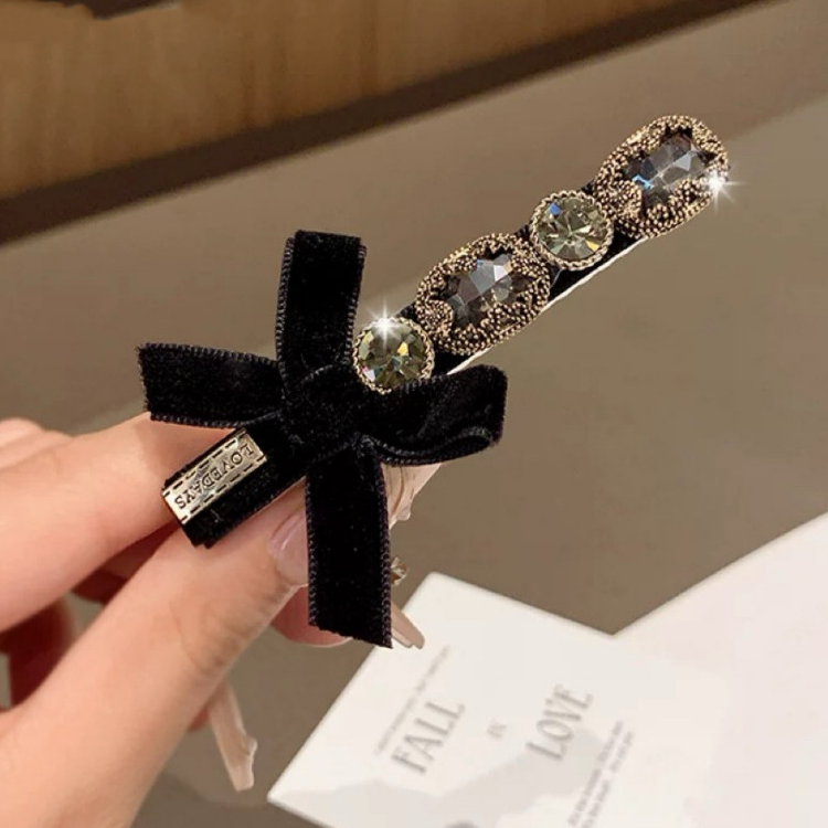 빅스톤 벨벳 머리핀 집게핀 포인트 헤어악세서리