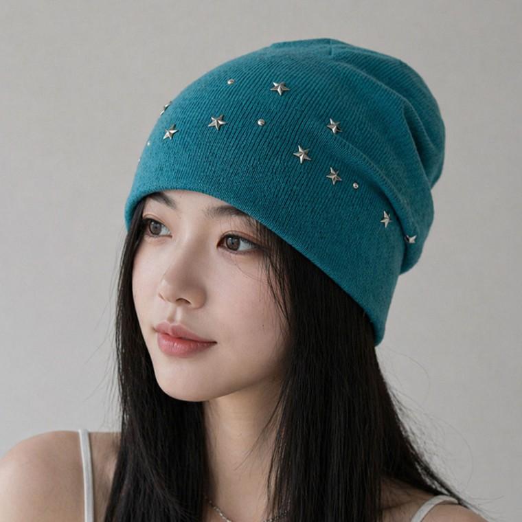 남녀공용 Y2K 빈티지 무드 별 장식 비니 니트모자 비니모자 커플룩 커플모자 대두모자추천 대두 비니