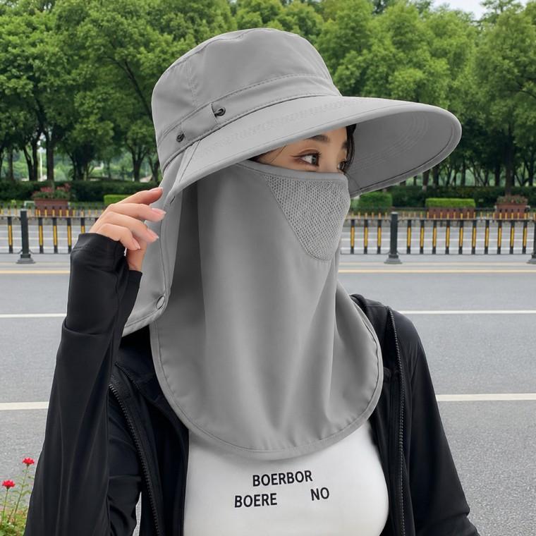 [보리별] 얼굴 목덜미 완전차단 와이드챙 햇빛가리개 모자 탈부착 넥커버 등산 낚시