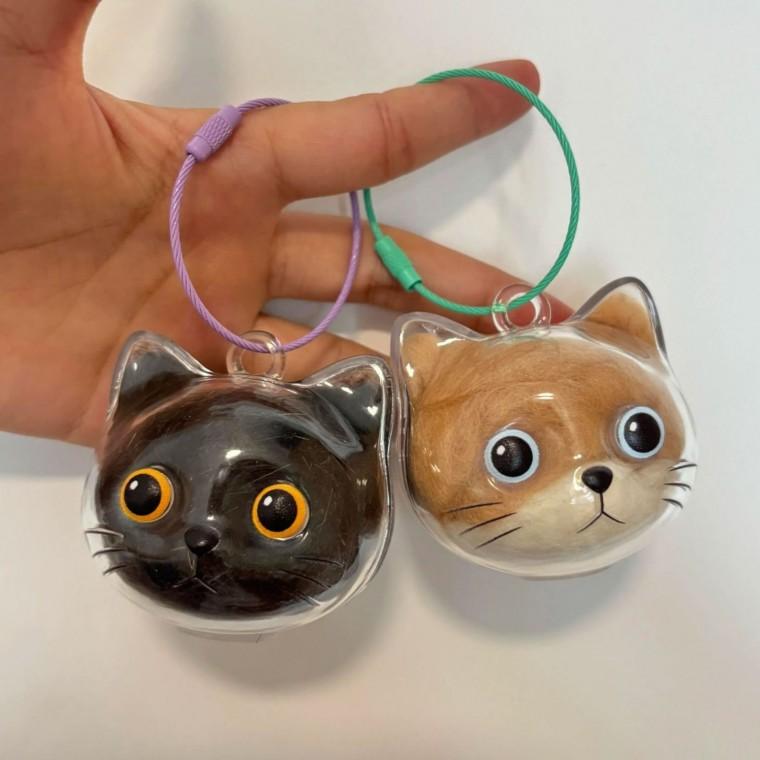 [골라가게] 고양이 메모리얼 키링 반려묘 털 수염 보관 와이어링 투명 캡슐 집사 DIY 열쇠고리 가방고리