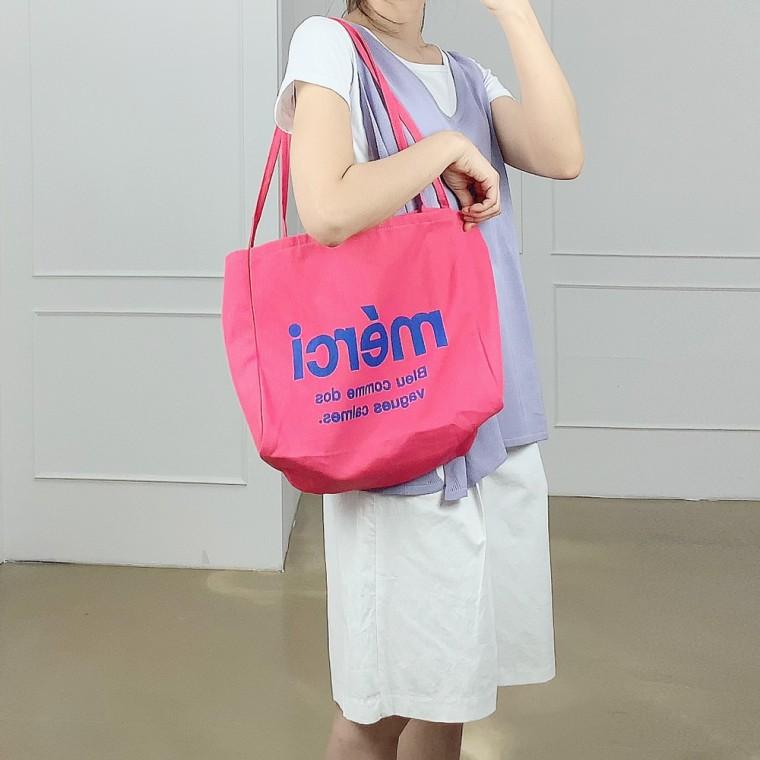 레터링 에코백 캔버스 숄더백 여성 천가방 대학생 데일리룩 기저귀가방 마실룩 면 가방