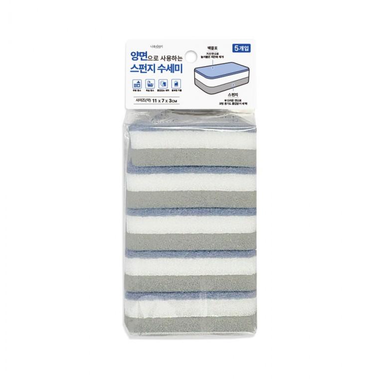양면 스펀지 수세미5P -R 흠집없이 찌든때 제거