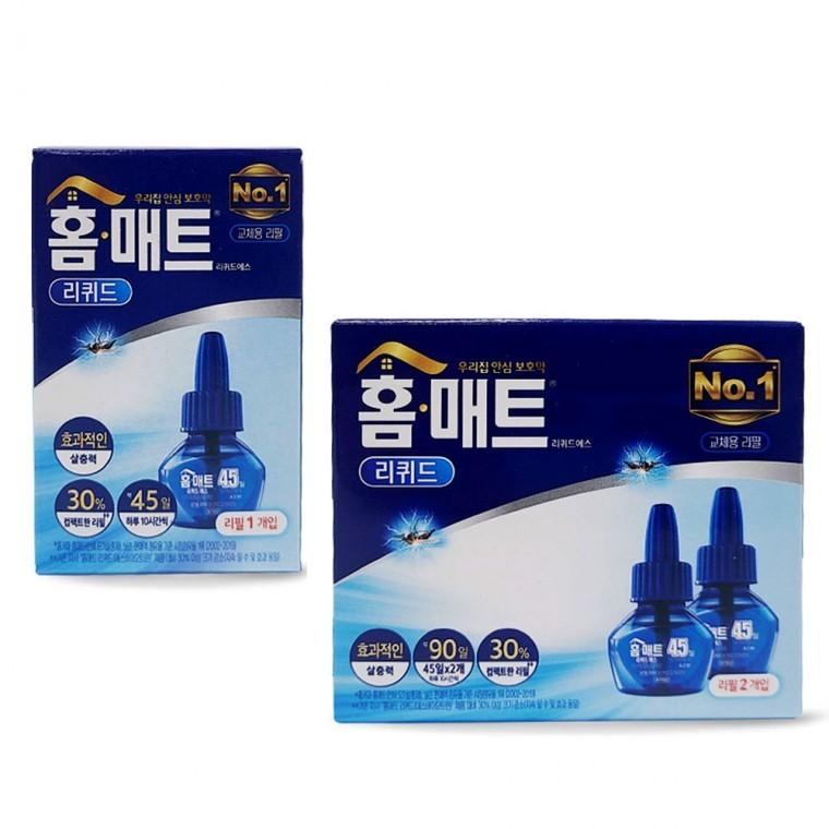 홈매트 리퀴드 45일분 90일분 효과적인 살충력 훈증기 교체용 리필