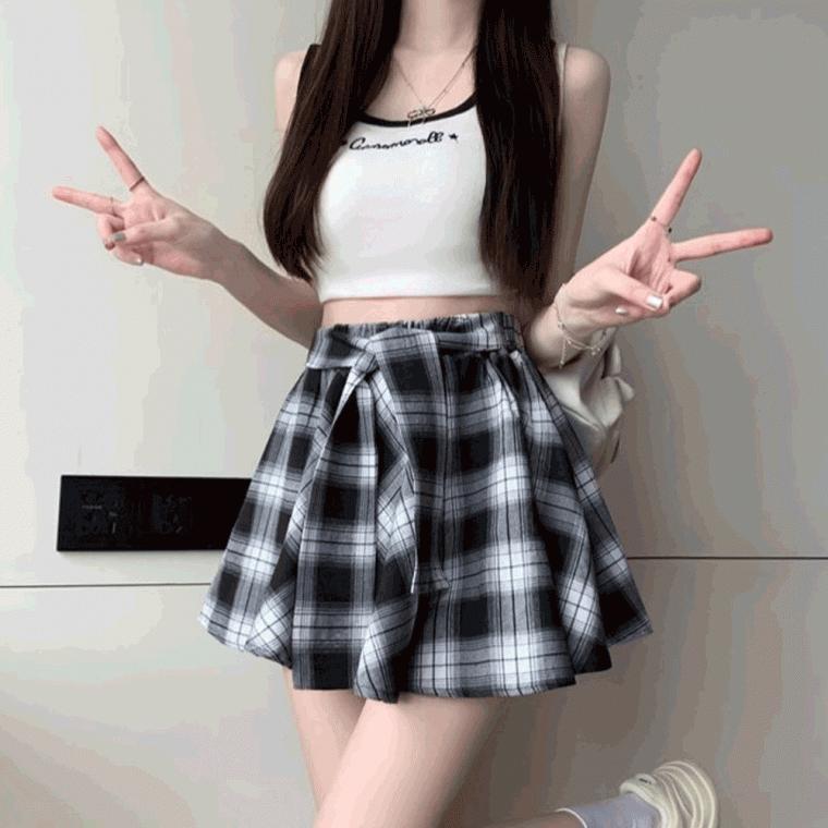 (이너팬츠내장)유키 리본 스커트