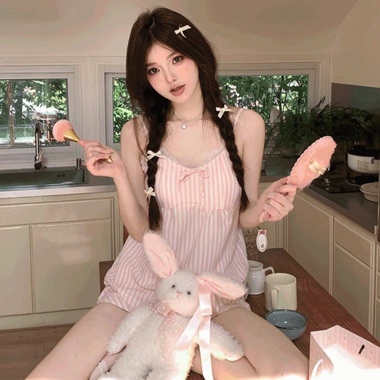 (캡내장)썸머 나스트로 파자마세트
