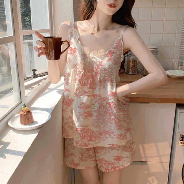 (캡내장)썸머 반얀 파자마세트