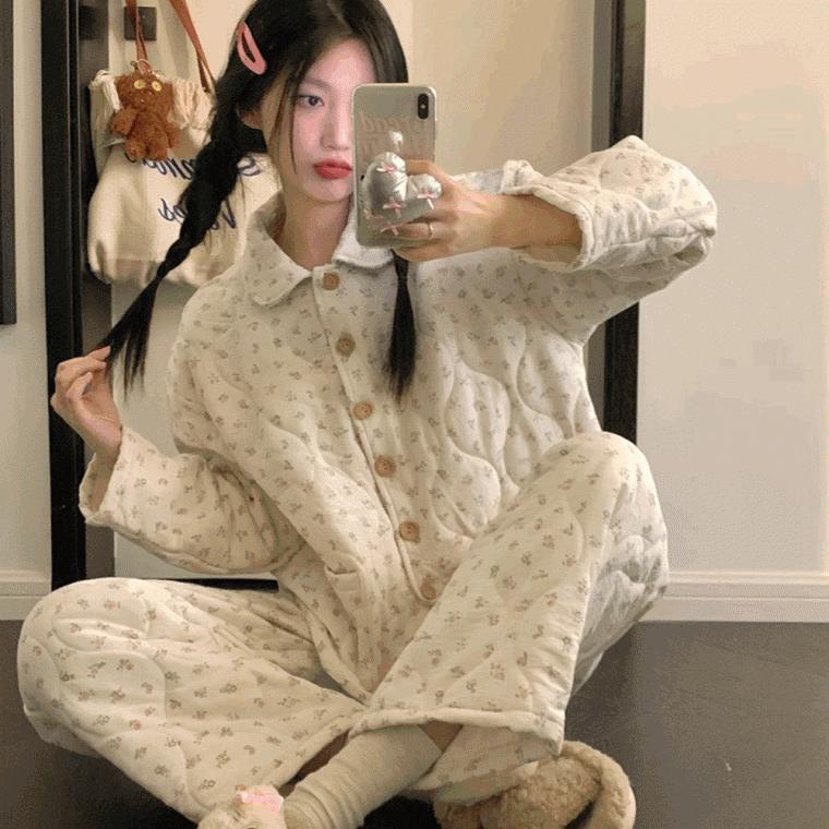 쁘띠플라워 누빔 파자마세트