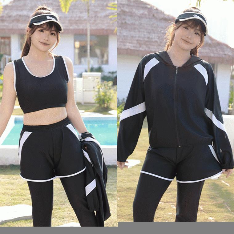(빅사이즈 3PCS)웨이브온 집업 래쉬가드 세트