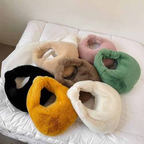 라운드 복실 페이크 퍼 가방 토트백 크로스백 숄더 토트백 가방 미니 털가방 겨울 가방 여성 여성용
