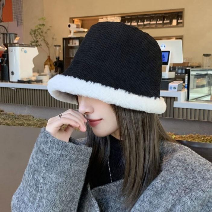 엣지 퍼 벨벳 벙거지 모자 벙거지 털모자 보온 가을 겨울 겨울모자 여성 벙거지 모자 히트 선물