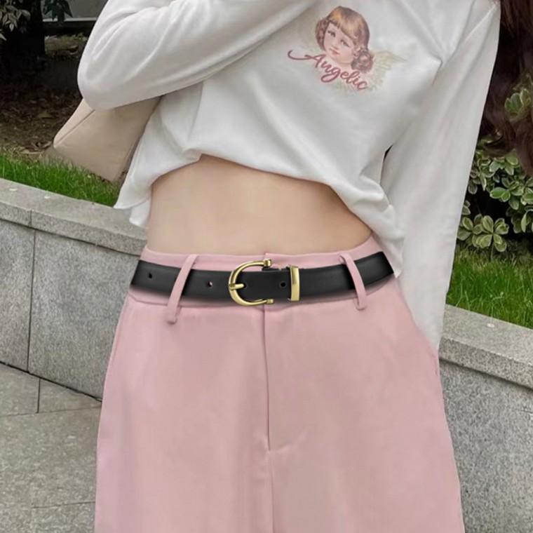 여성 슬림 가죽벨트 블랙