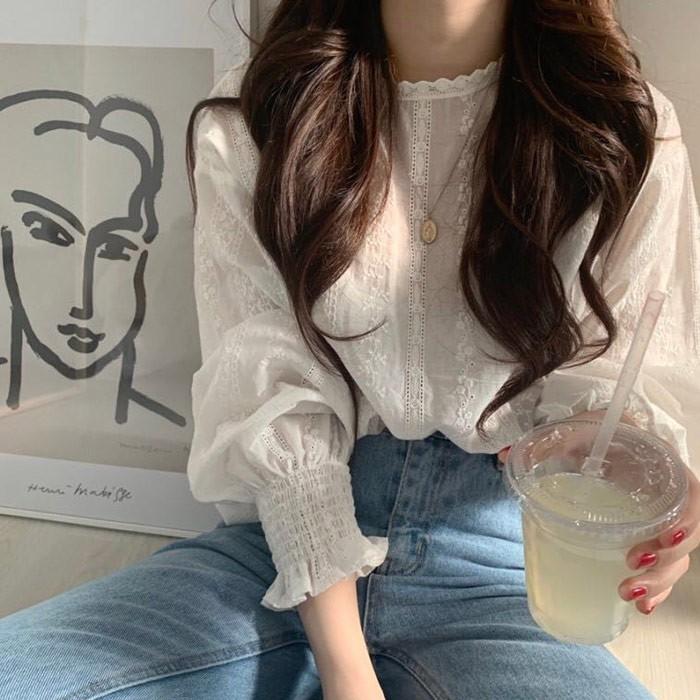 엔젤 자수레이스 블라우스