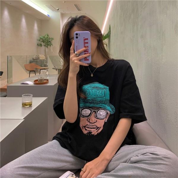 프린팅 스판 데일리 여성 티셔츠 st05
