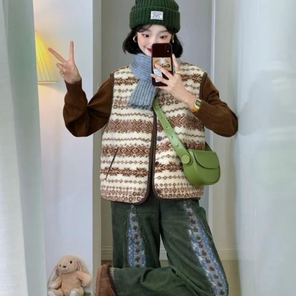 캐주얼 여성 노르딕 리버서블 양털조끼