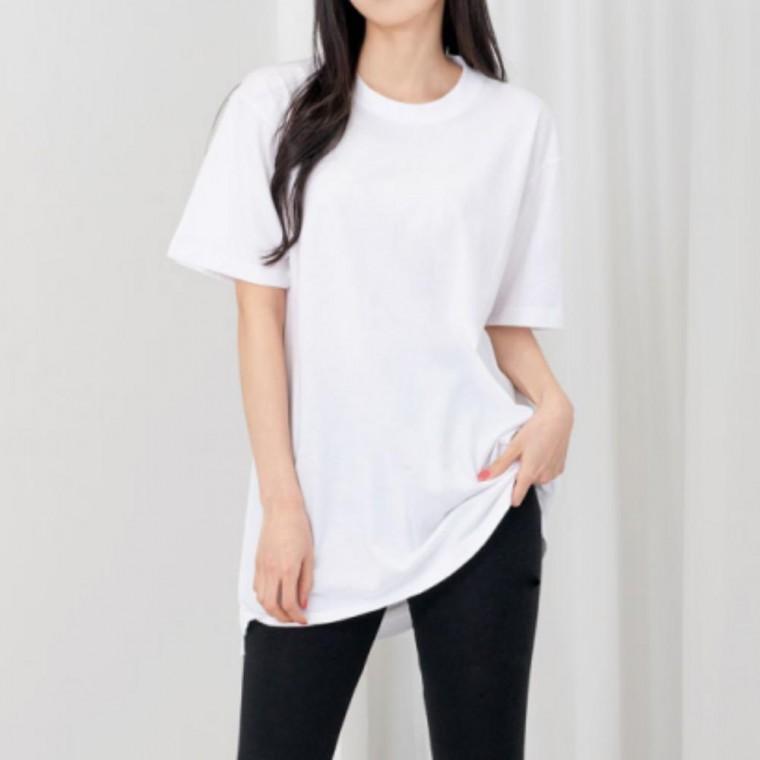 여성 데일리 캐주얼 라운드넥 레이어츠 롱 반팔 티셔츠