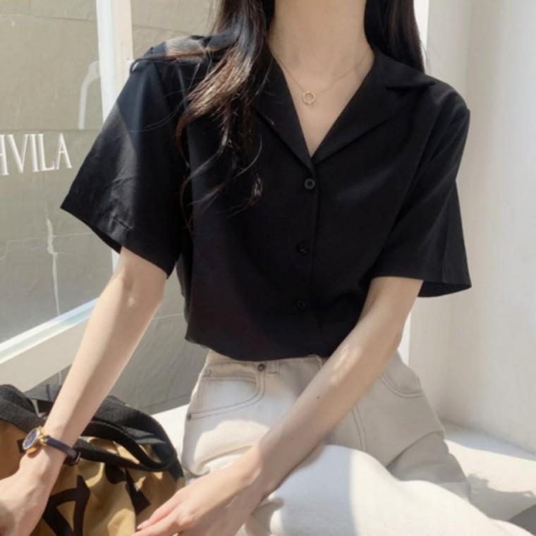 여성 여름 데일리 카라 셔츠 남방 반팔 블라우스