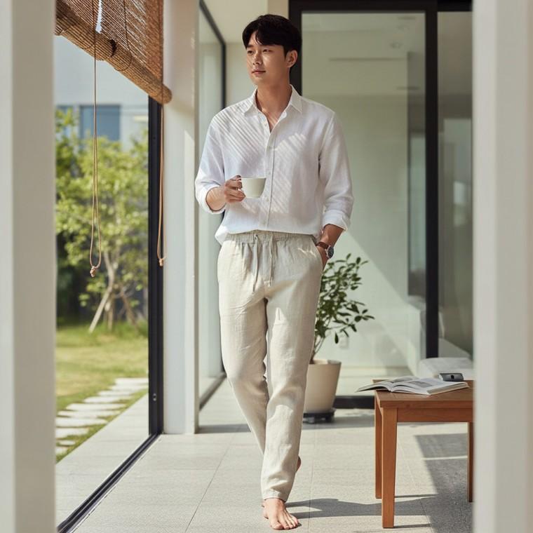 데노스 여름 남자 세미 와이드 린넨 마바지 SD-262081