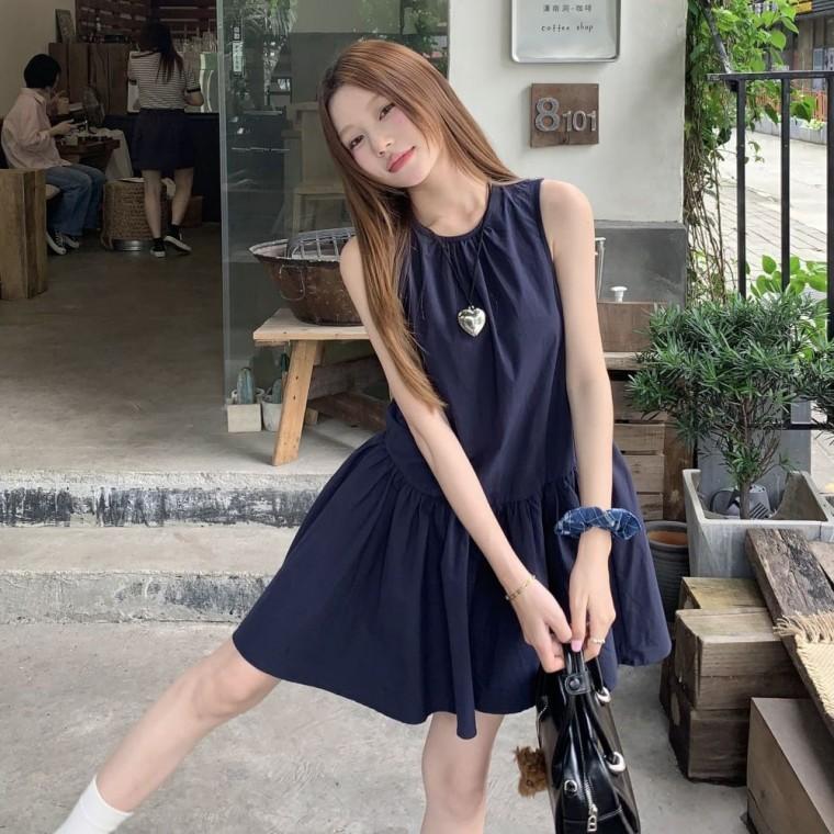 민소매 플레어 트임 원피스 LL D189