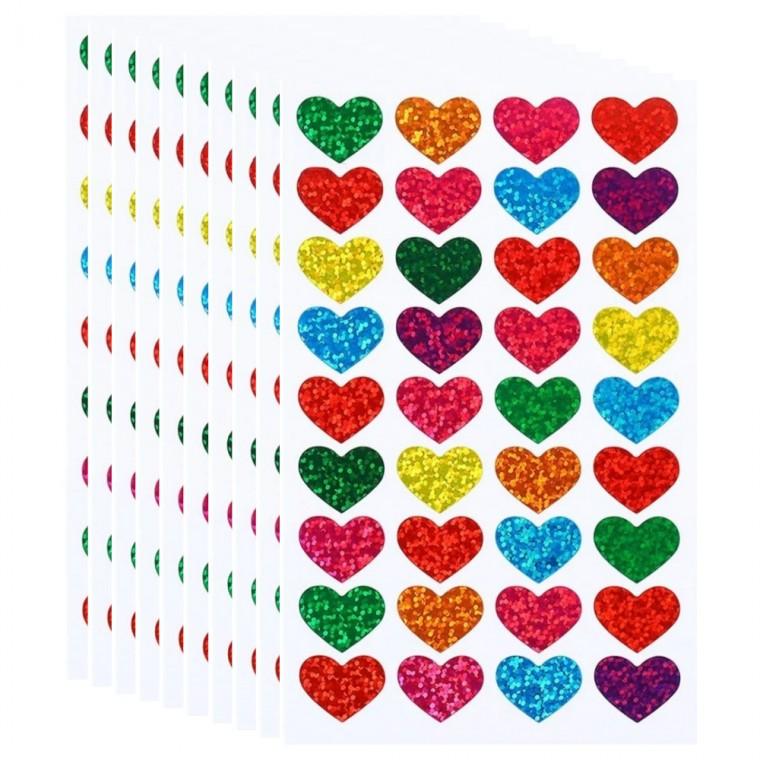 레이저 반짝이 컬러 하트 스티커 360pcs 꾸미기 S4105