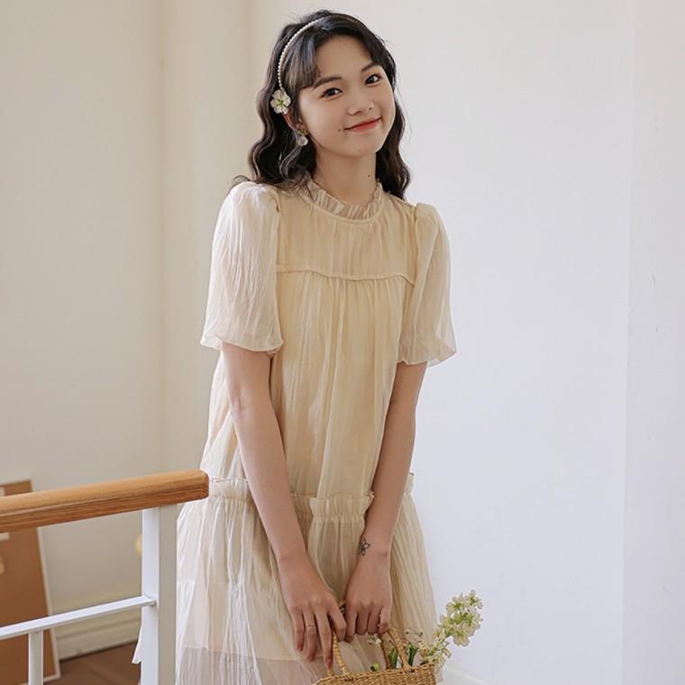 퍼프 프릴 원피스 LL D191
