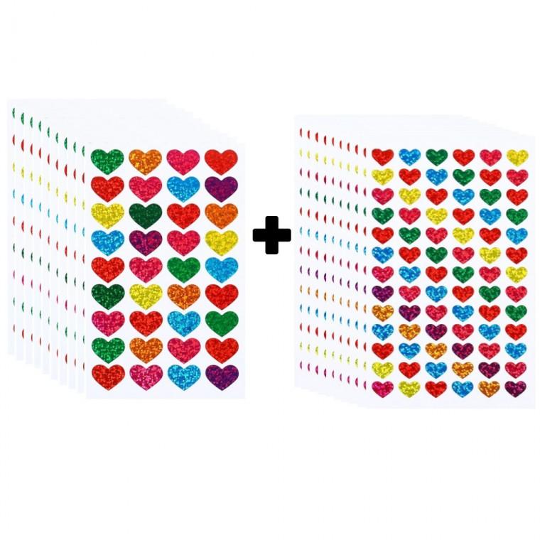 2종세트 레이저 반짝이 컬러 하트 스티커 1140pcs S4107