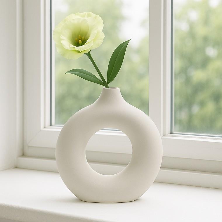 루미 도자기 인테리어 꽃병(23.5cm) (베이지)