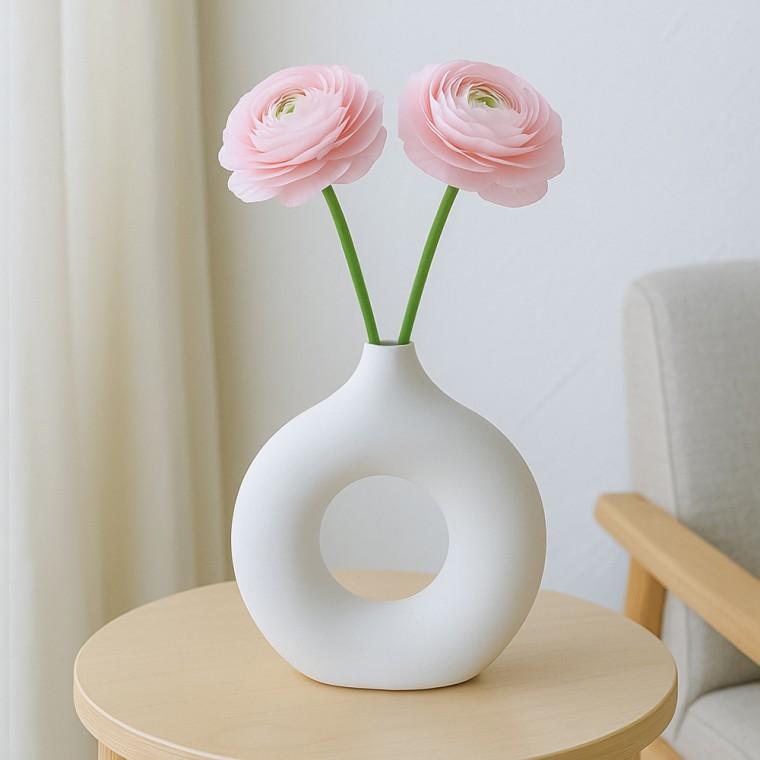 루미 도자기 인테리어 꽃병 화이트 19.5cm 화이트