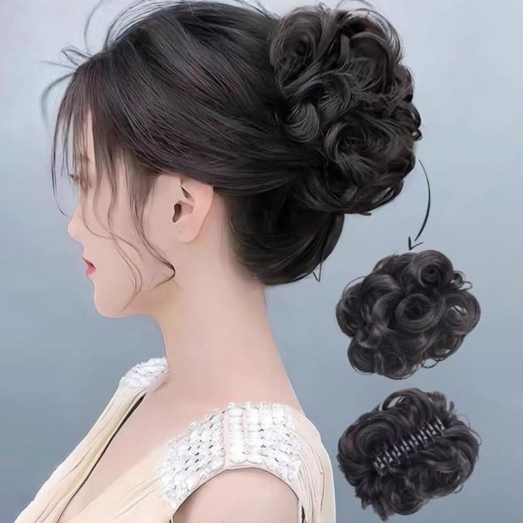뚱머리가발 헤어 업스타일 여성 집게 부분 똥머리묶는 방법 여자가발 중년 똥머리가발