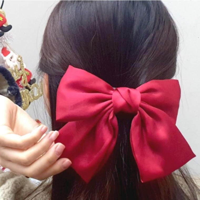 빨강 15cm 왕리본핀 대형 리본 머리핀 헤어 악세사리 반묶음 리본핀 왕리본 헤어핀