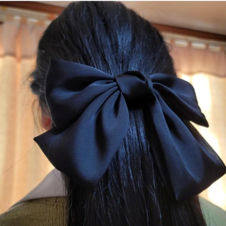 블랙 15cm 왕리본핀 대형 리본 머리핀 헤어 악세사리 반묶음 리본핀 왕리본 헤어핀