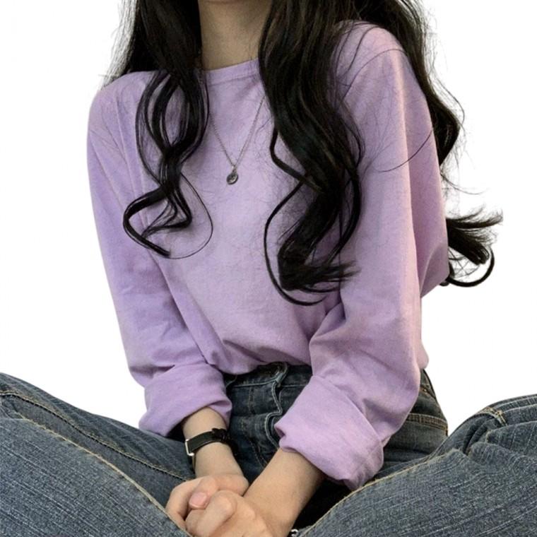 여성 긴팔 티셔츠 봄 가을 라운드넥 긴팔티 무지 기본 나그랑 루즈핏 CLAV1064