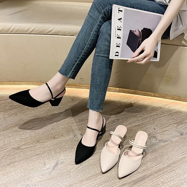여성 통굽 미들힐 슬링백 뮬 블로퍼 LK8803